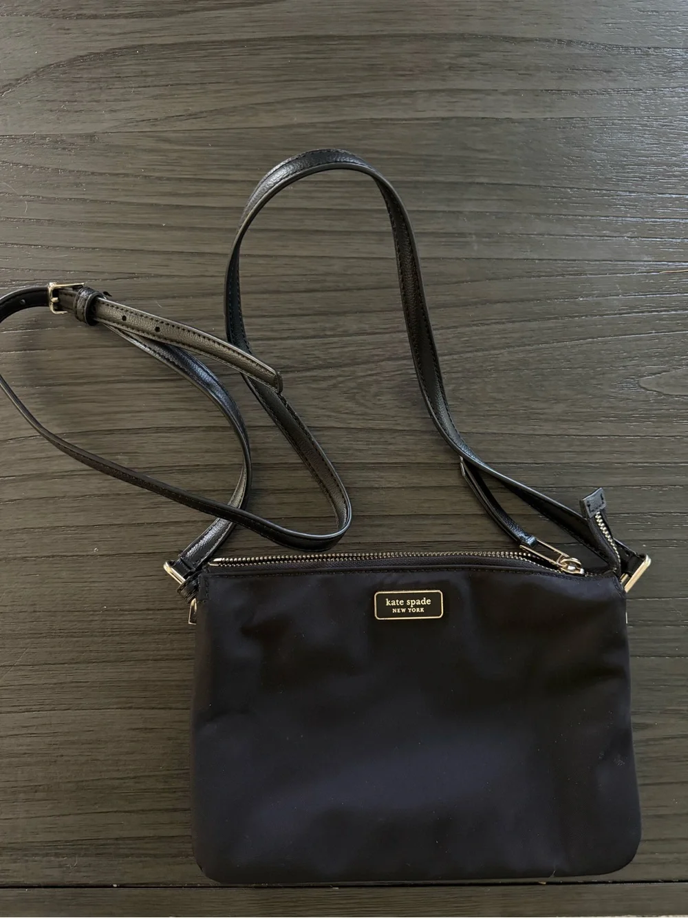 kate spade black nylon shoulder bag with gold-tone logo